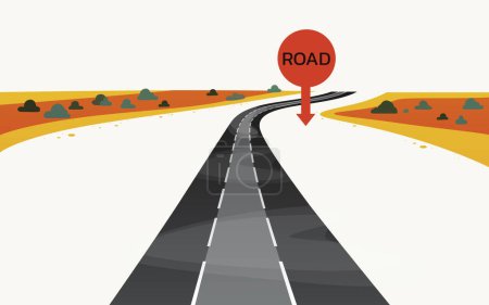 Ilustración de Road Trip infinity, Paisaje, pavimentar la ruta, información de ubicación. Vector - Imagen libre de derechos