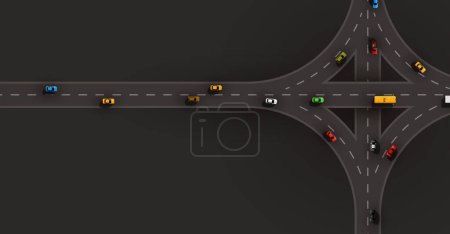 Téléchargez les illustrations : Un embouteillage sur la route. Transport routier. Voitures et concept de transport. Fond vectoriel - en licence libre de droit
