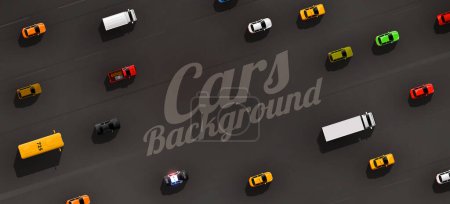Illustration for Traffic jam on the road. Road transport. Cars and transport concept. Vector background - Royalty Free Image