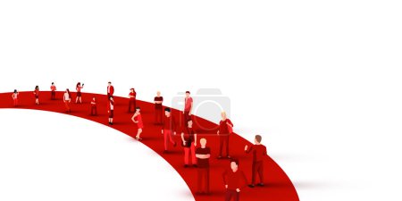Illustration for Template with a crowd of people standing in a line. People crowd. Vector illustration - Royalty Free Image