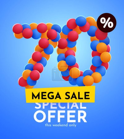 Illustration for 70 percent Off. Discount creative composition. Mega Sale. Vector illustration. - Royalty Free Image