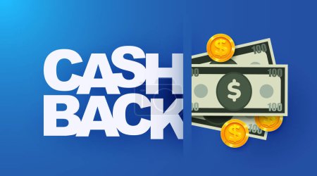 Illustration for Cash back. Refund and online shopping. Concept of money back and digital payment. Vector illustration - Royalty Free Image