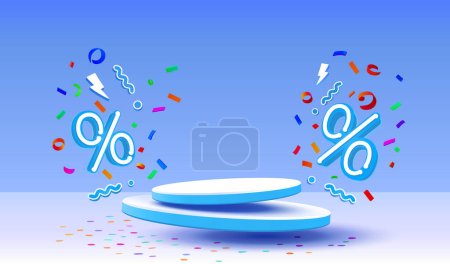 Illustration for Podium percentage discount on sale, holiday sale, poster discount banner offer. Vector - Royalty Free Image