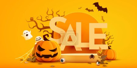 Ilustración de Plantilla de banner de venta Halloween. Oferta especial de octubre. Ilustración vectorial. - Imagen libre de derechos