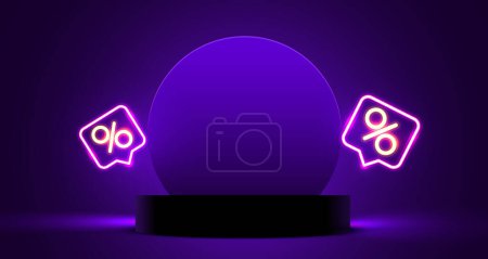 Colorful discount sale podium. Special offer composition. Vector illustration