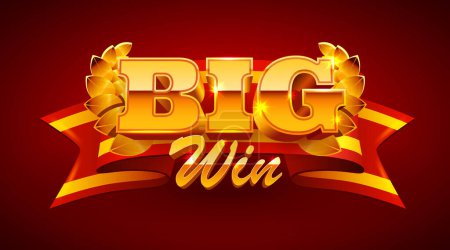 Illustration for Big win banner. Sign with golden letters. Online casino. Vector illustration - Royalty Free Image