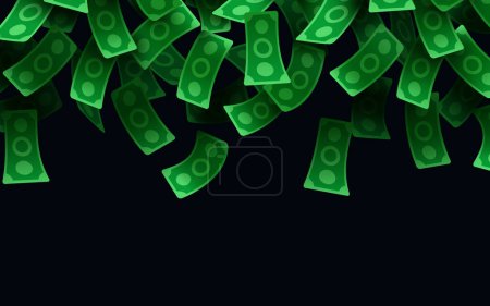 Illustration for Dollar falling rain. Money wallpaper, flying cash shower background. Vector illustrator - Royalty Free Image