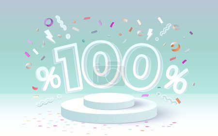 Ilustración de Porcentaje de podio 100 regalo, oferta de banner de descuento. Vector - Imagen libre de derechos
