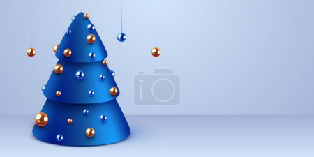Illustration for Geometric abstract Christmas tree. Merry Christmas and happy new year banner. Vector illustration - Royalty Free Image