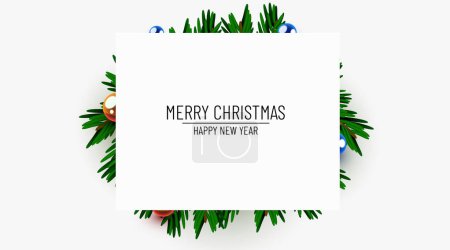 Illustration for Christmas and new year frame with Christmas tree decoration. Vector illustration - Royalty Free Image