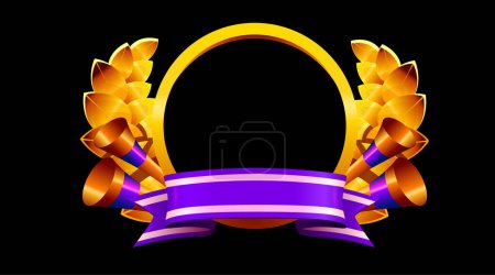 Illustration for Winners golden laurel wreath. 3d realistic luxury leadership award. Vector illustration - Royalty Free Image