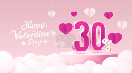 Ilustración de Feliz día de San Valentín, Mega venta, oferta especial, 30 banner de venta. Promoción del cartel. Vector - Imagen libre de derechos