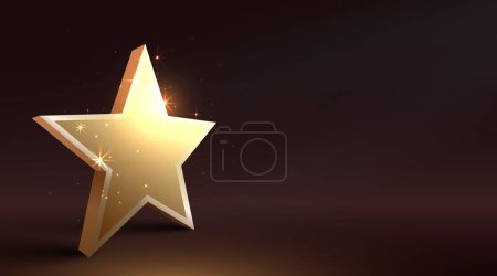 Illustration for Golden winner star on dark background. Number 1. Best choice. Vector illustration - Royalty Free Image