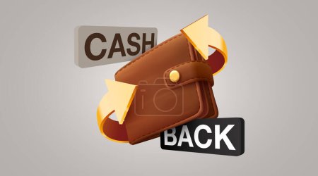Téléchargez les illustrations : Icône Cashback avec portefeuille. Cashback ou étiquette de remboursement. Illustration vectorielle - en licence libre de droit