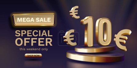 Illustration for Coupon special voucher 10 euro, Check banner special offer. Vector - Royalty Free Image