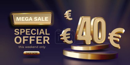 Illustration for Coupon special voucher 40 euro, Check banner special offer. Vector - Royalty Free Image