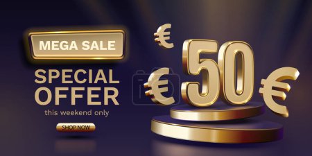Illustration for Coupon special voucher 50 euro, Check banner special offer. Vector - Royalty Free Image