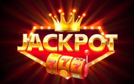 Illustration for Jackpot slots icons, slot sign machine, night Vegas. Vector - Royalty Free Image