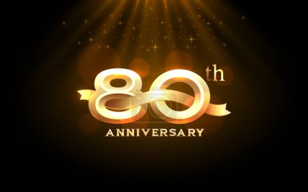 Illustration for Anniversary 80th year, golden celebration, birthday event. Vector - Royalty Free Image