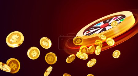 Illustration for Wheel of luck or fortune. Colorful gambling wheel. Online casino. Banner for internet casino. Big win concept. Vector illustration - Royalty Free Image
