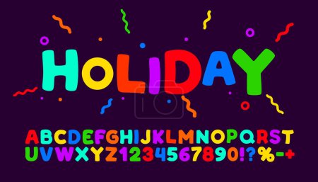 Ilustración de Color de fuente rojo navideño, regalo divertido. Signo de alfabeto y números en inglés. Vector - Imagen libre de derechos
