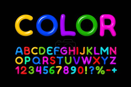 Illustration for Color font, joy colorful. English alphabet and numbers sign. Vector - Royalty Free Image