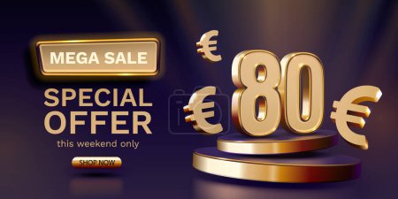 Illustration for Coupon special voucher 80 euro, Check banner special offer. Vector - Royalty Free Image