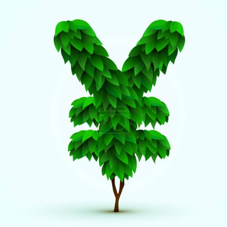 Illustration for Yuan sign made from leaves. Concept of business and investment. Vector illustration - Royalty Free Image