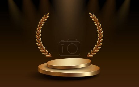 Illustration for Awards nomination name podium, golden prize event, scene star ceremony. Vector - Royalty Free Image