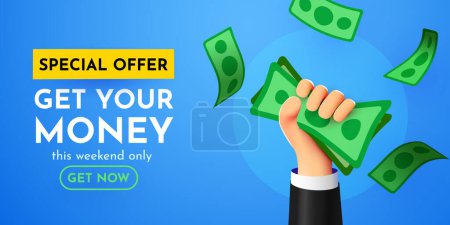 Illustration for Hand holding the money. Vector illustration. - Royalty Free Image
