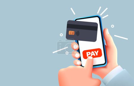 Illustration for Pay credit card, service online purchase, banking app. Vector - Royalty Free Image