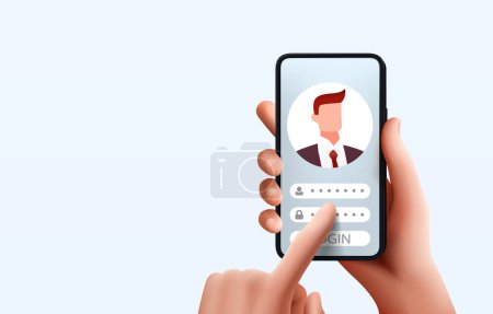 Ilustración de Teléfono de inicio de sesión inteligente usando, identificación de persona de autorización. Vector - Imagen libre de derechos