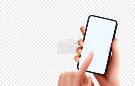 Illustration for Phone in hand on a transparent background, Smart phone using, hand hold gadget electronic. Vector - Royalty Free Image