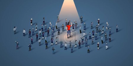 Illustration for Unique person in a crowd. HR and recruitment concept. Vector illustration - Royalty Free Image