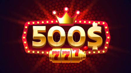 Ilustración de Casino cupón bono especial 500 dólares, Comprobar banner oferta especial. Vector - Imagen libre de derechos