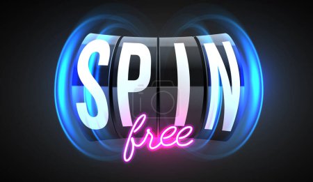 Free spin. Black slot machine wins the jackpot. 777 Big win concept. Casino jackpot. Vector illustration