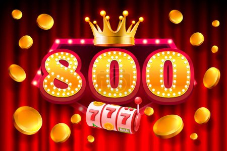 Illustration for Casino free spins, special voucher 800 coins, Banner special offer. Vector - Royalty Free Image