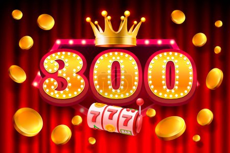 Casino free spins, special voucher 300 coins, Banner special offer. Vektor