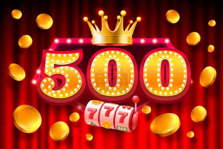 Casino free spins, special voucher 500 coins, Banner special offer. Vector
