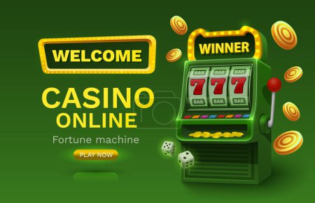 Téléchargez les illustrations : Casino tours gratuits bannière machines à sous gagnant, jackpot fortune de la chance. Vecteur - en licence libre de droit
