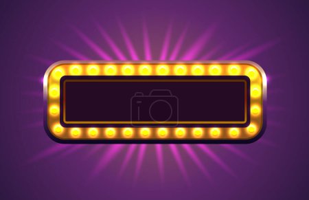 Illustration for Light frame label, event bar casino, show signboard. Vector - Royalty Free Image