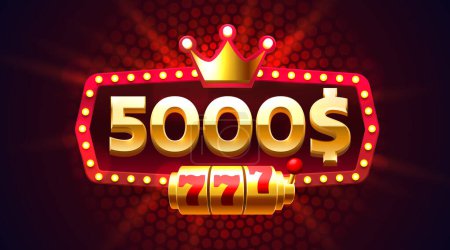 Casino coupon special voucher 5000 dollar, Check banner special offer. Vector