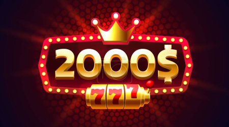 Casino coupon special voucher 2000 dollar, Check banner special offer. Vector