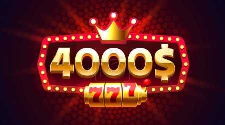 Casino coupon special voucher 4000 dollar, Check banner special offer. Vector