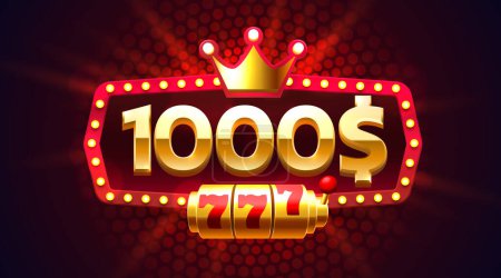 Casino coupon special voucher 1000 dollar, Check banner special offer. Vector