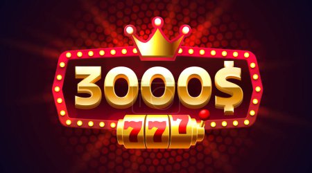 Casino coupon special voucher 3000 dollar, Check banner special offer. Vector