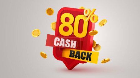 Illustration for Cashback 80 percent icon isolated on the gray background. Cashback or money back label. Vector illustration - Royalty Free Image