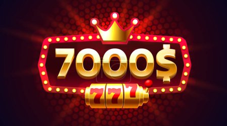 Casino coupon special voucher 7000 dollar, Check banner special offer. Vector