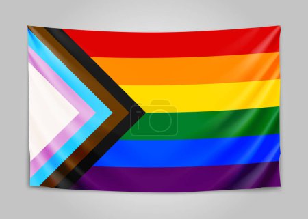 Progress Rainbow Pride Flag. Homosexualität. Vektorillustration