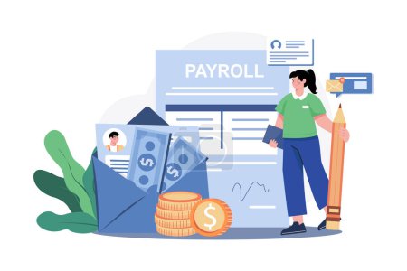 Payroll Manager Illustration concept on white background